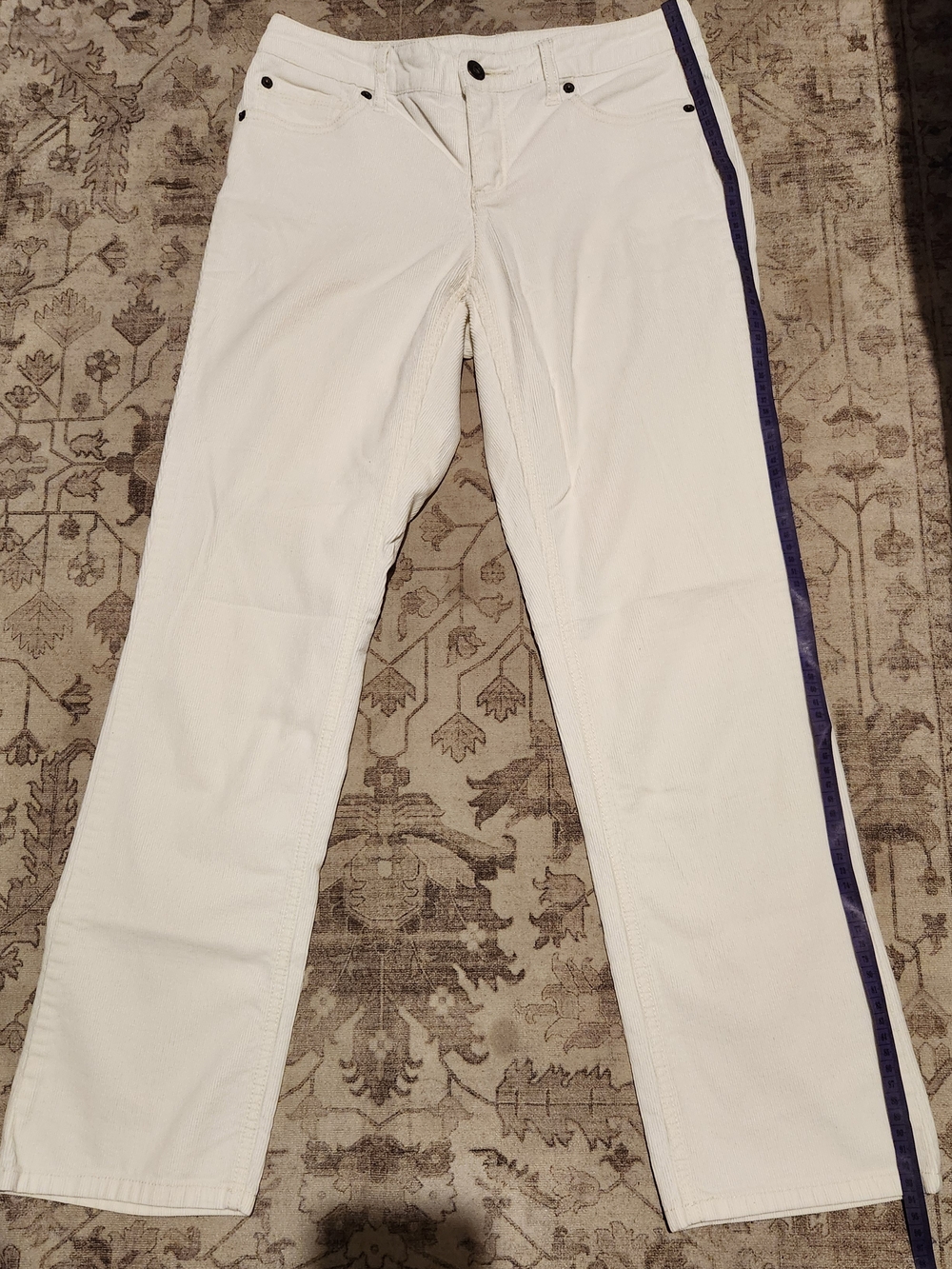 Jones New York White Straight-Leg Jeans with Navy Side Stripe